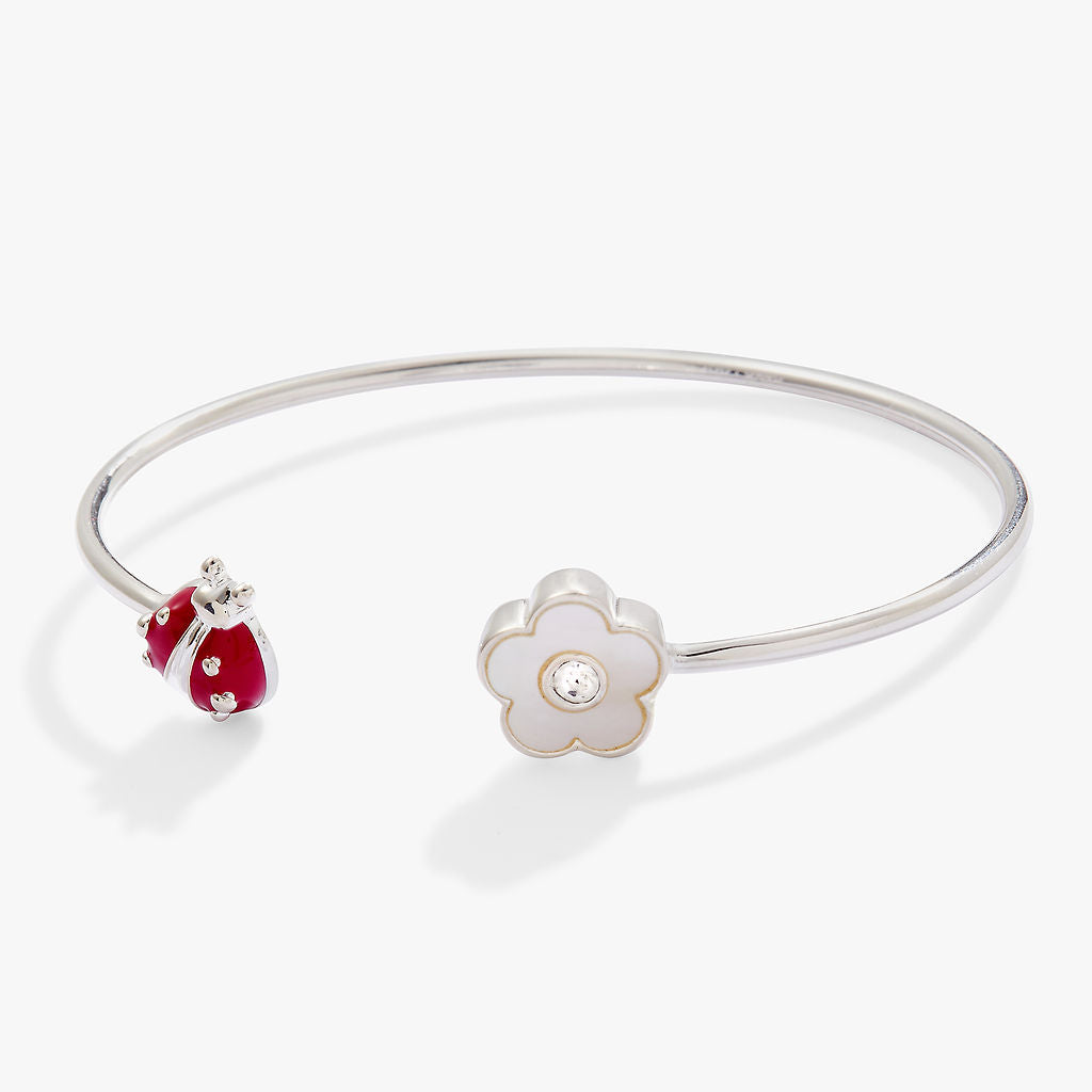 Ladybug and Daisy Flex Cuff Silver