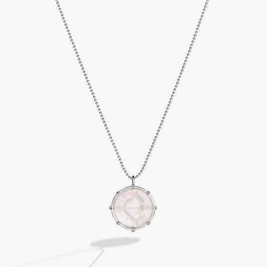 Sagittarius Zodiac Double-Sided Charm Necklace Silver