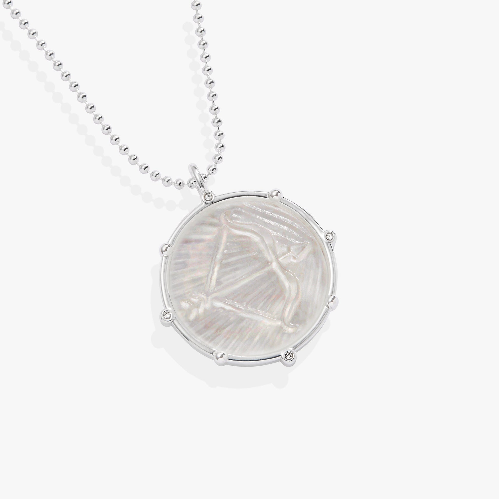 Sagittarius Zodiac Double-Sided Charm Necklace Silver