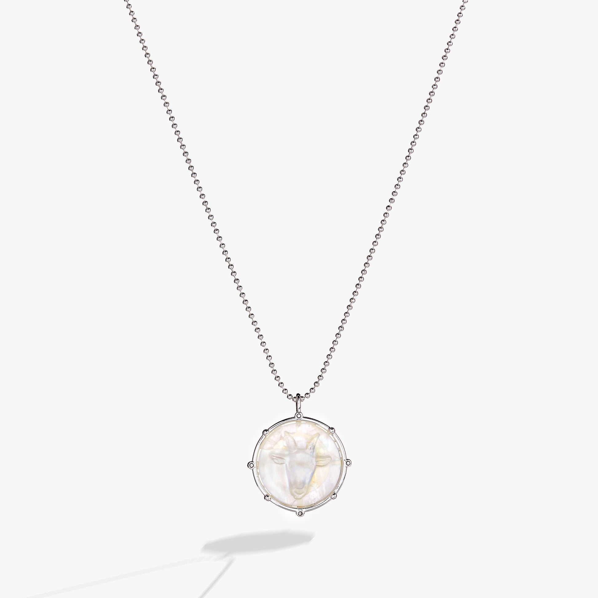Capricorn Zodiac Double-Sided Charm Necklace Silver
