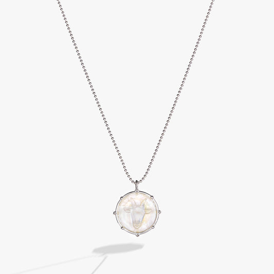 Capricorn Zodiac Double-Sided Charm Necklace Silver