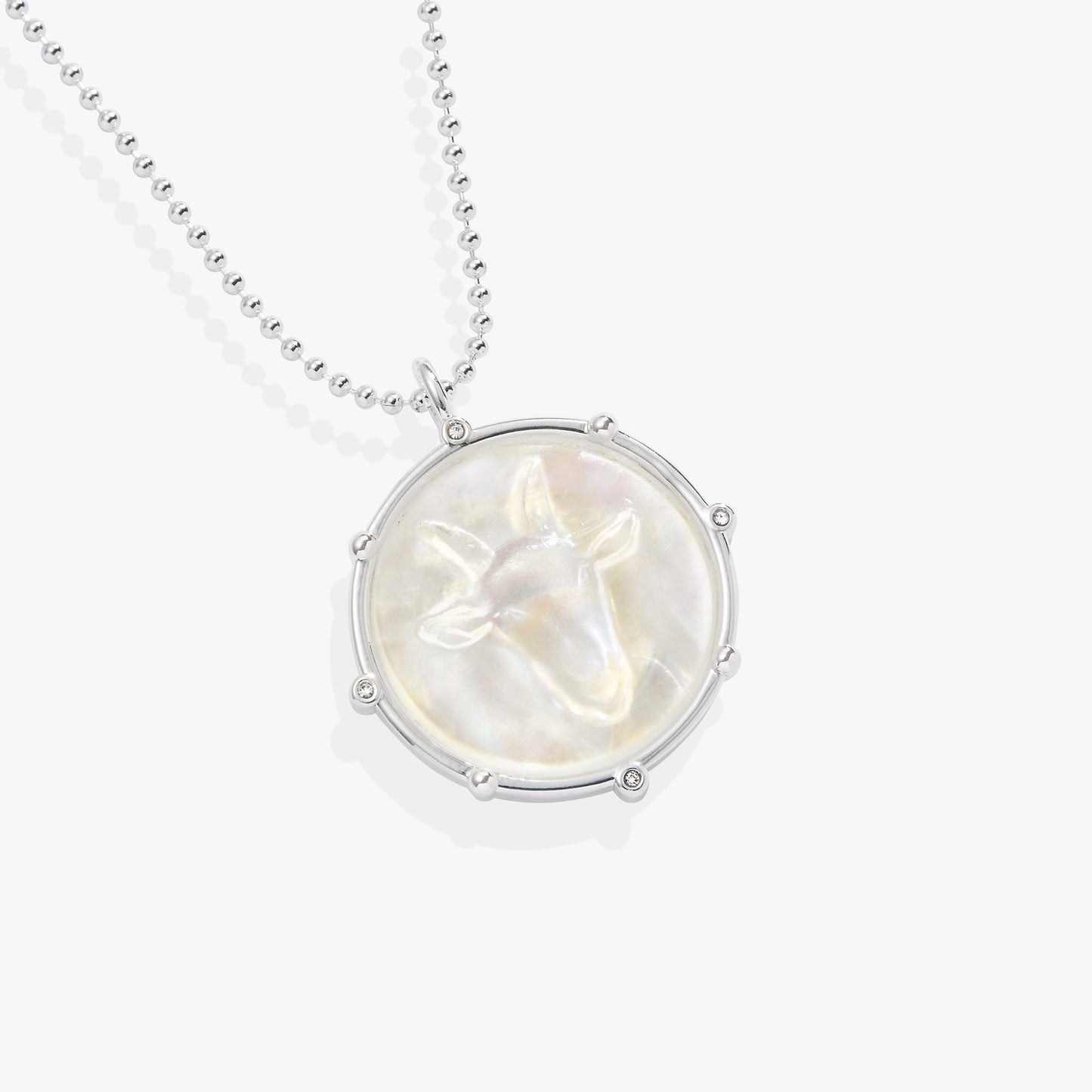 Capricorn Zodiac Double-Sided Charm Necklace Silver