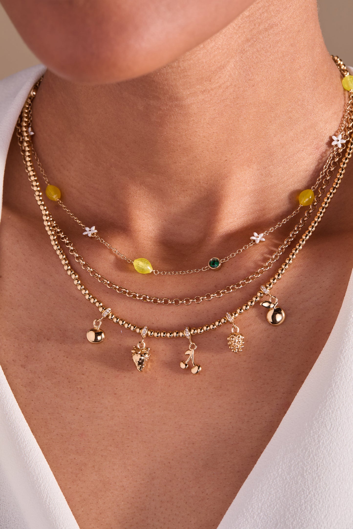 Fresh Orchard Charm Necklace Gold