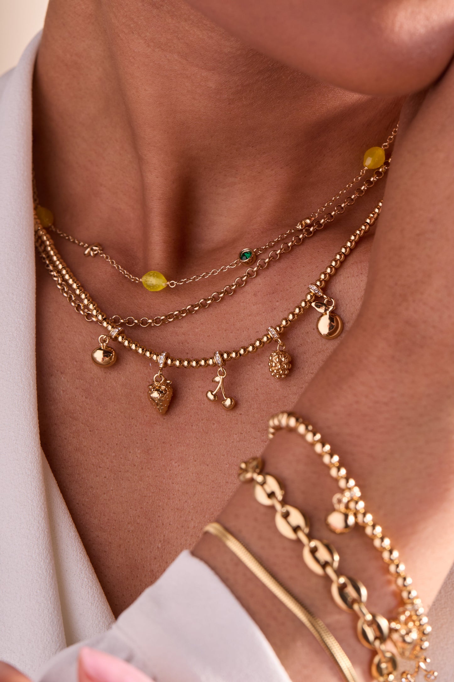 Fresh Orchard Charm Necklace Gold