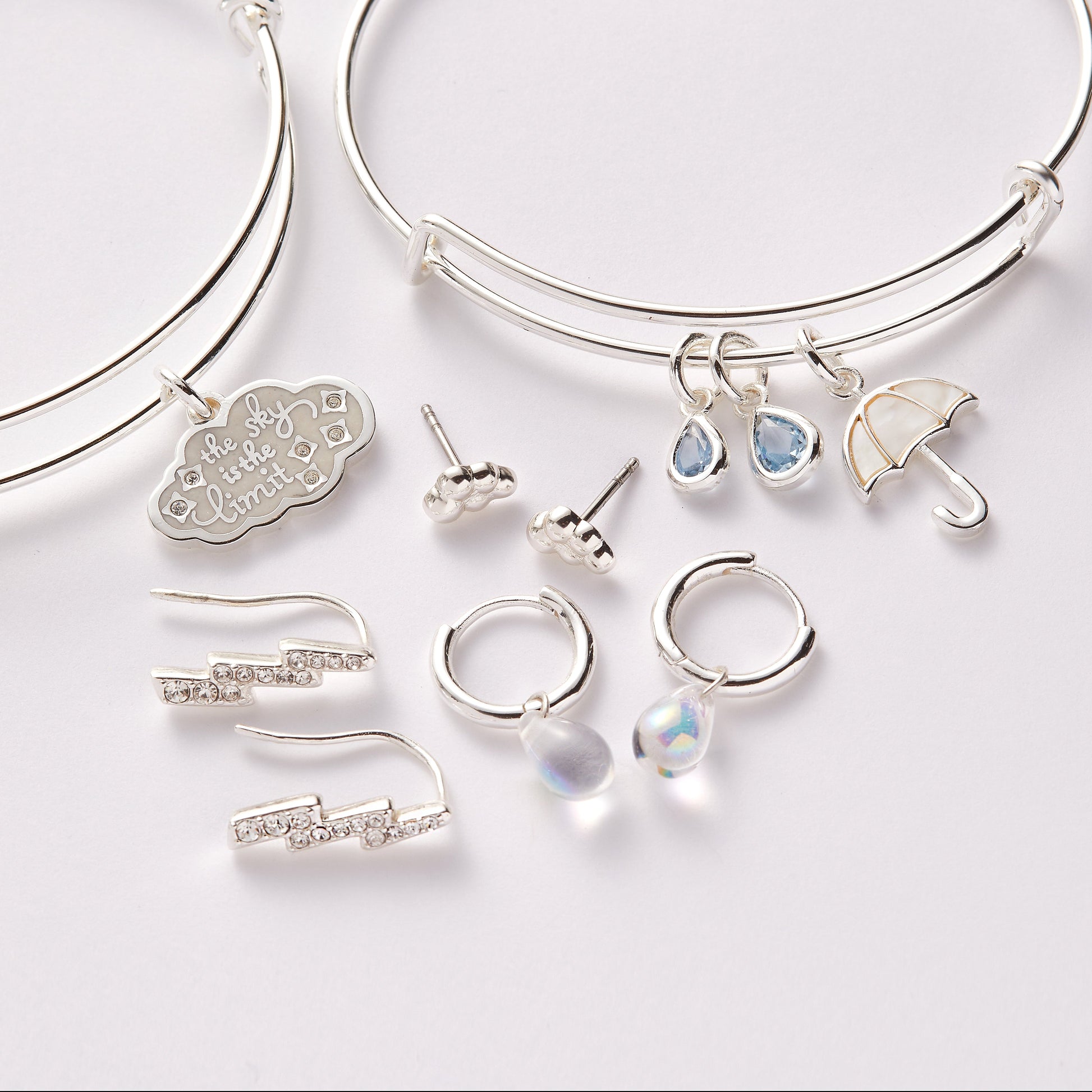 Mother of Pearl Umbrella Bangle Silver