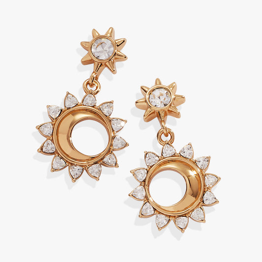 Crystal Celestial Drop Earrings Gold
