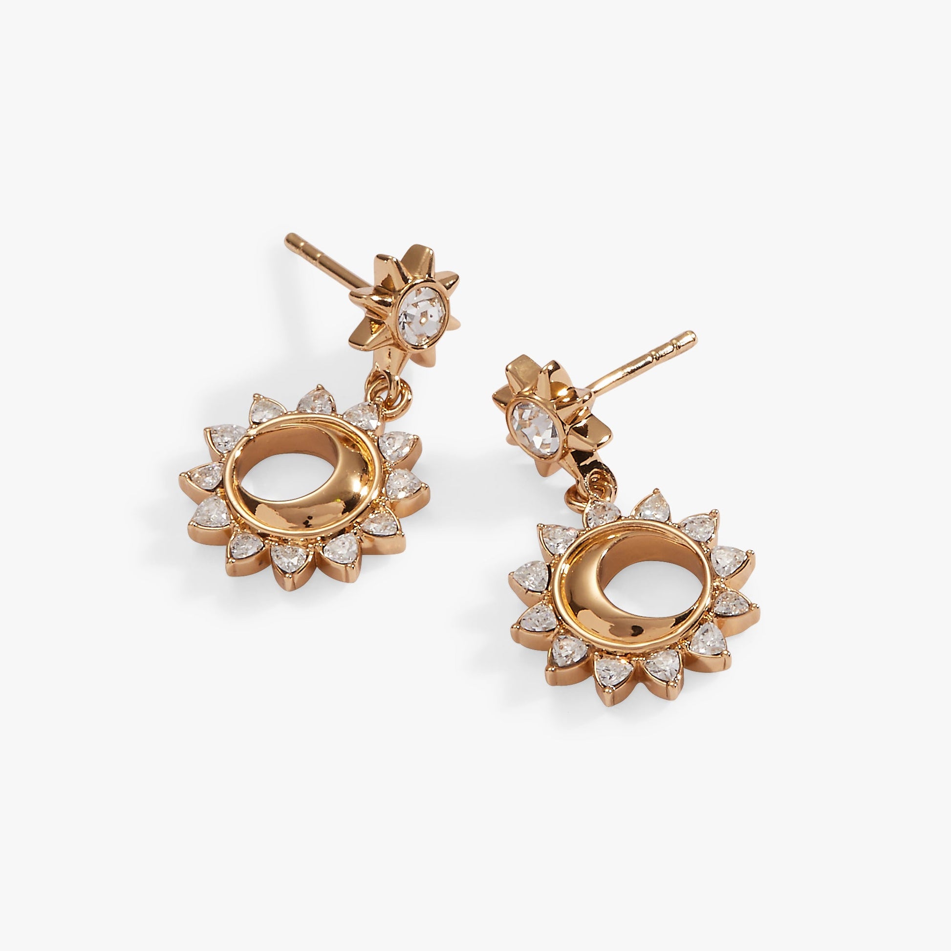 Crystal Celestial Drop Earrings Gold