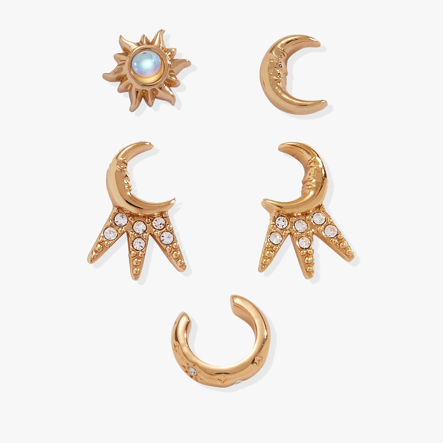 Sun & Moon Earring Set Gold