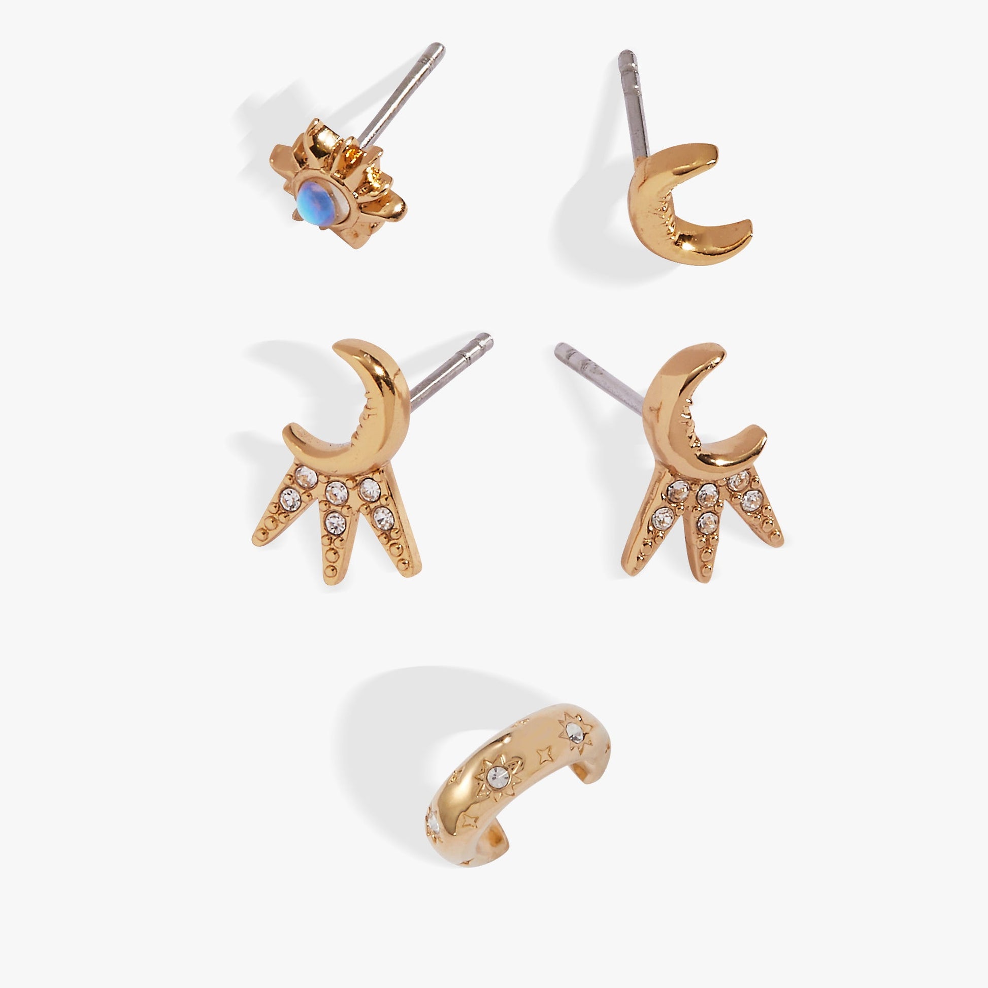 Sun & Moon Earring Set Gold