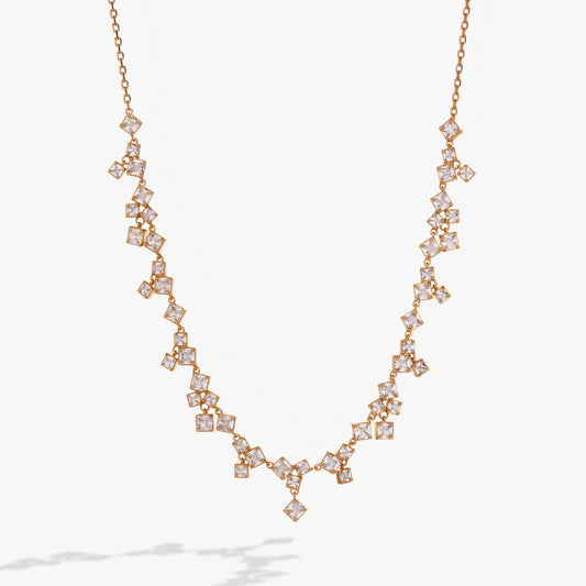 Crystal Chandelier Necklace Gold