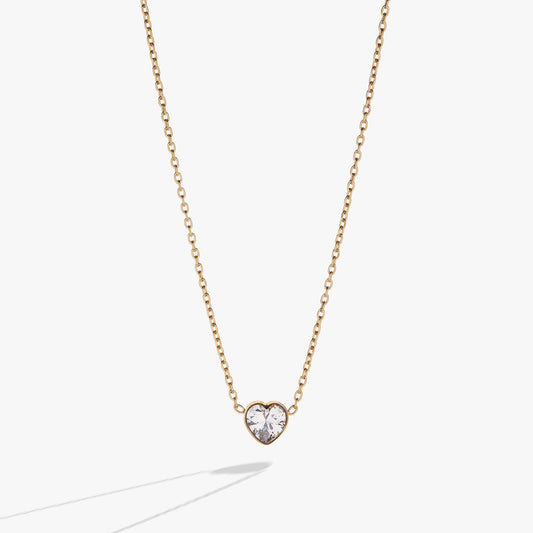Crystal Heart Pendant Necklace – Romantic Special Occasion Jewelry Stainless Steel Silver