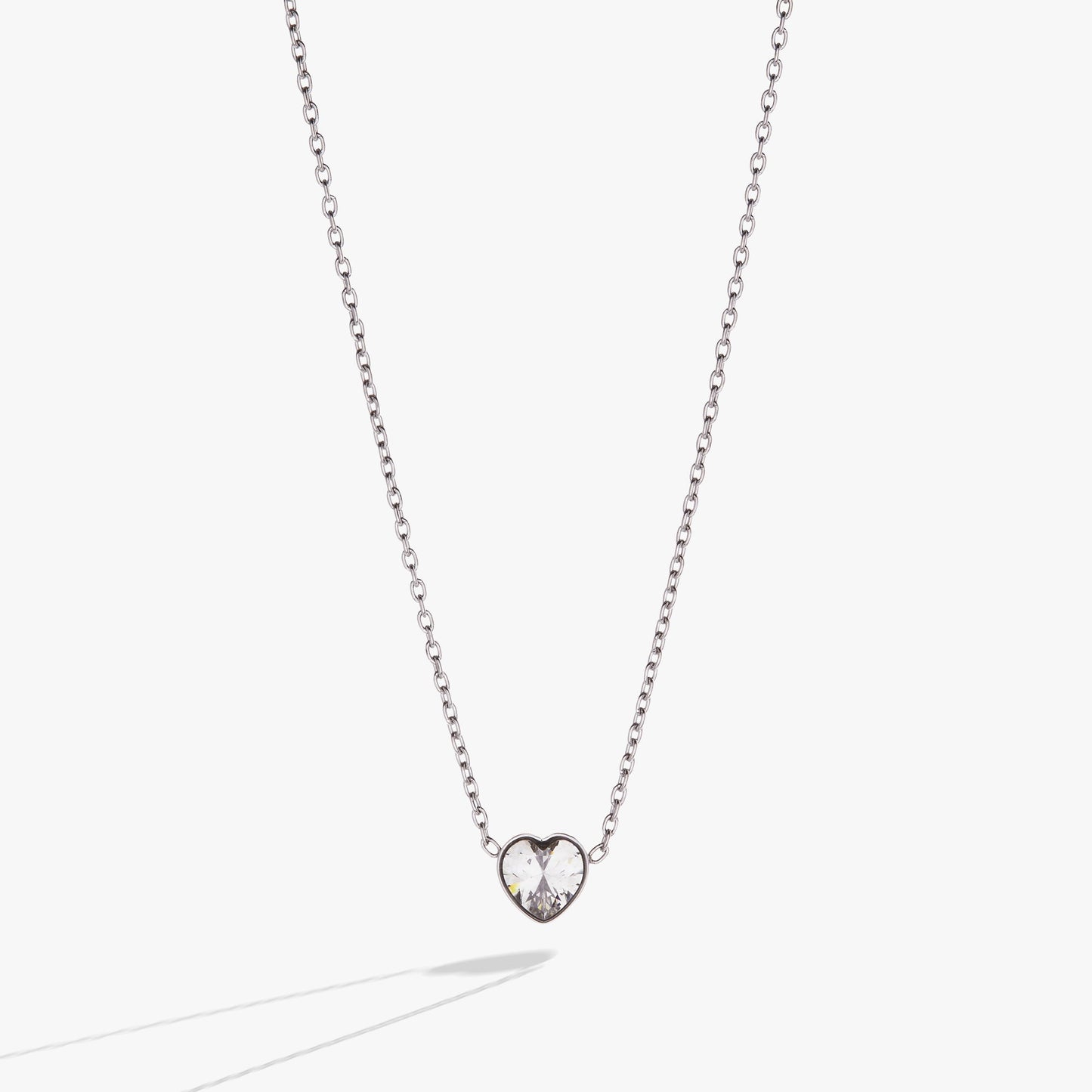 Crystal Heart Pendant Necklace – Romantic Special Occasion Jewelry Stainless Steel Silver