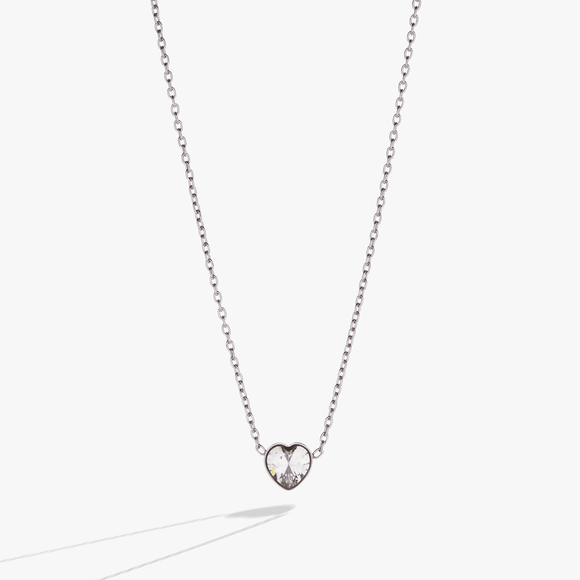 Crystal Heart Pendant Necklace – Romantic Special Occasion Jewelry Stainless Steel Silver