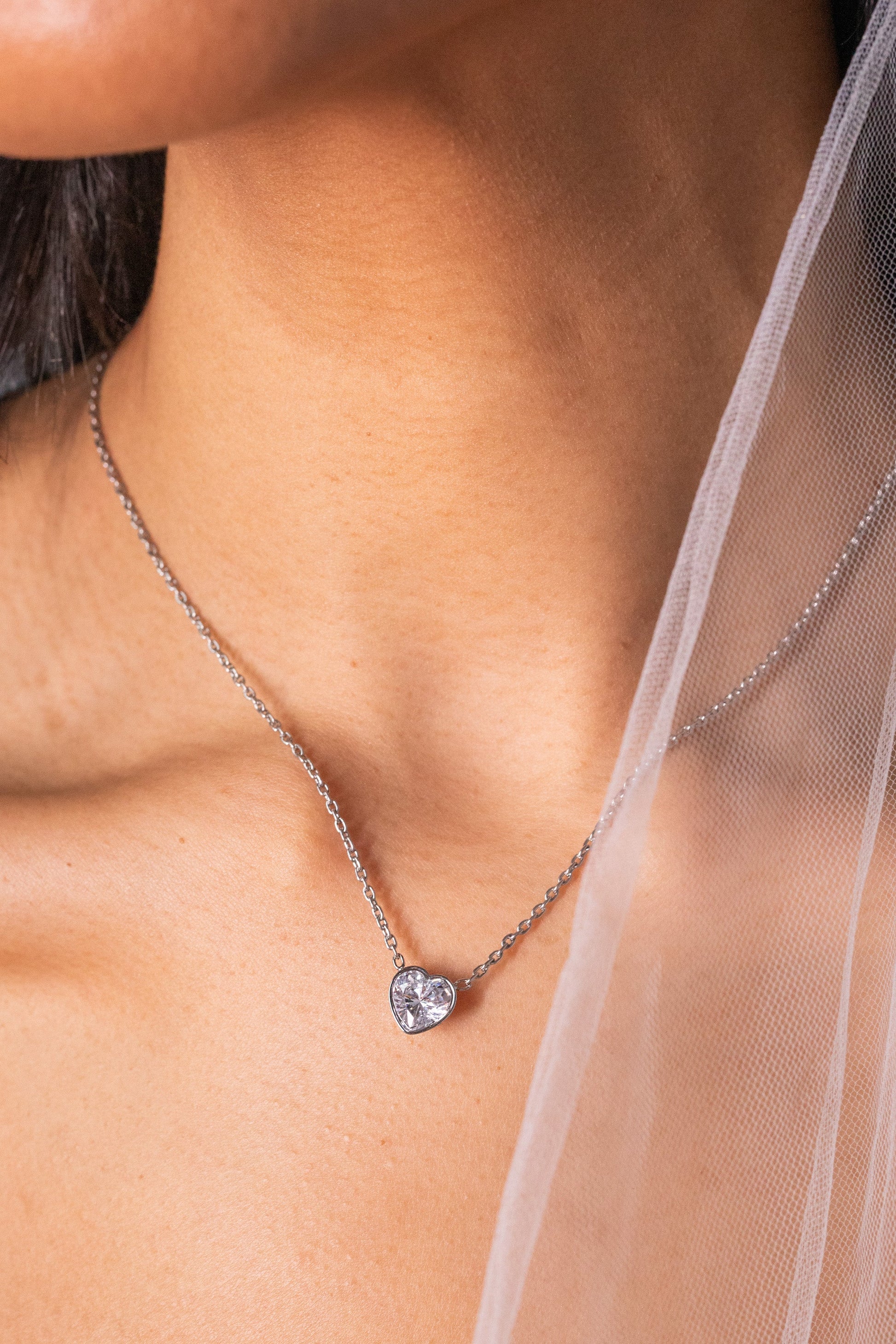 Crystal Heart Pendant Necklace – Romantic Special Occasion Jewelry Stainless Steel Silver