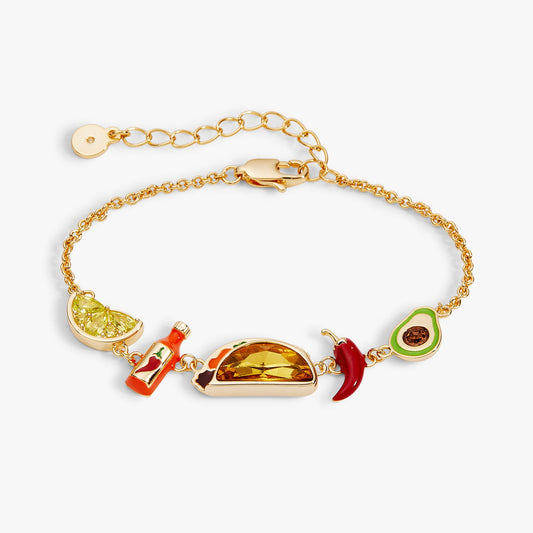 Taco Inline Charm Bracelet Gold