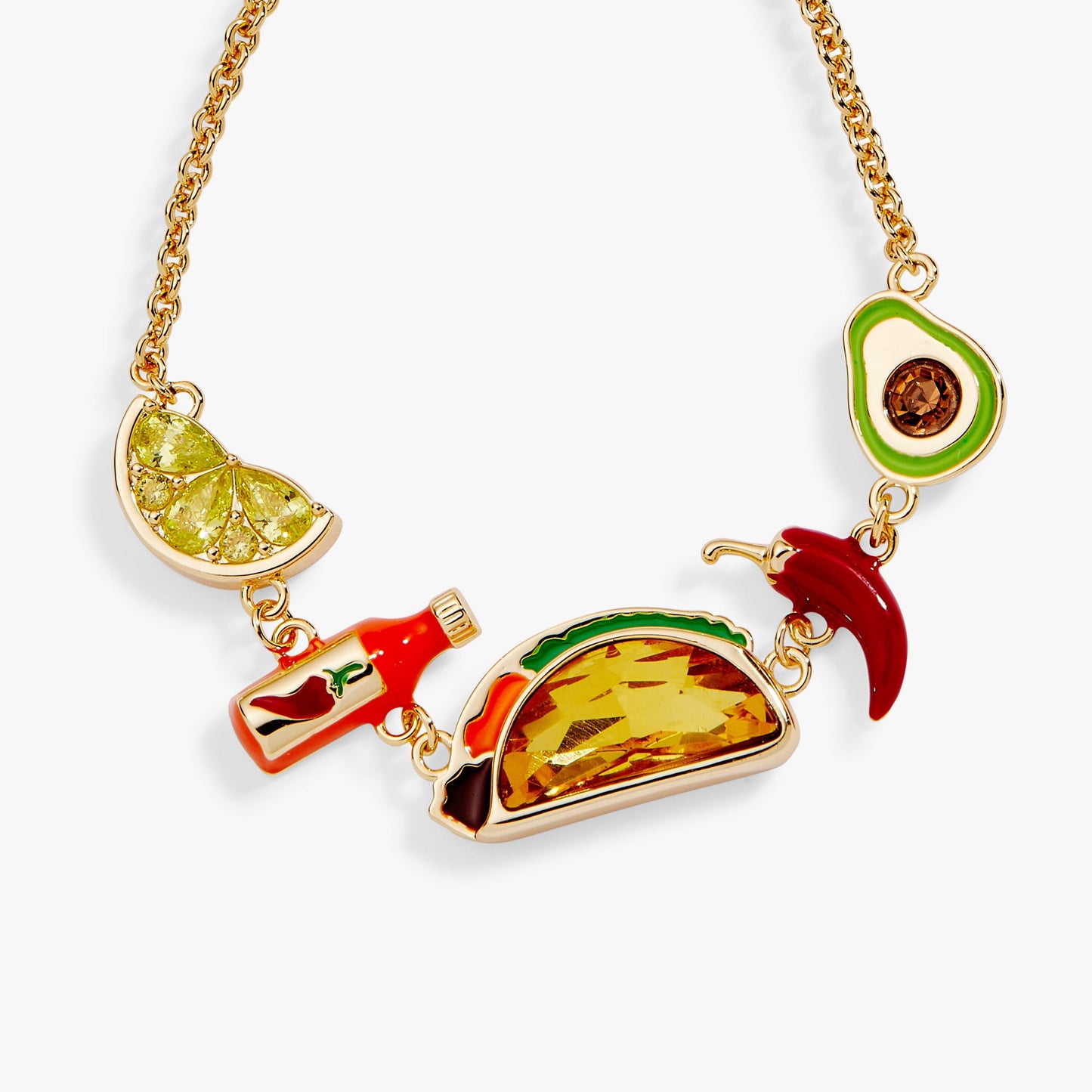 Taco Inline Charm Bracelet Gold