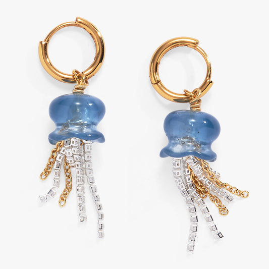 Whimsical Jellyfish Huggie Hoops Two Tone