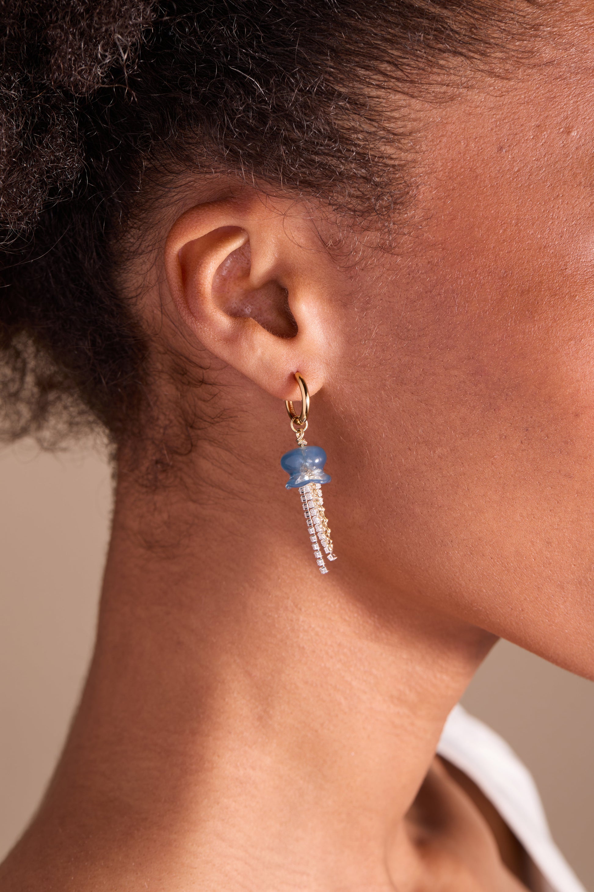 Whimsical Jellyfish Huggie Hoops Two Tone