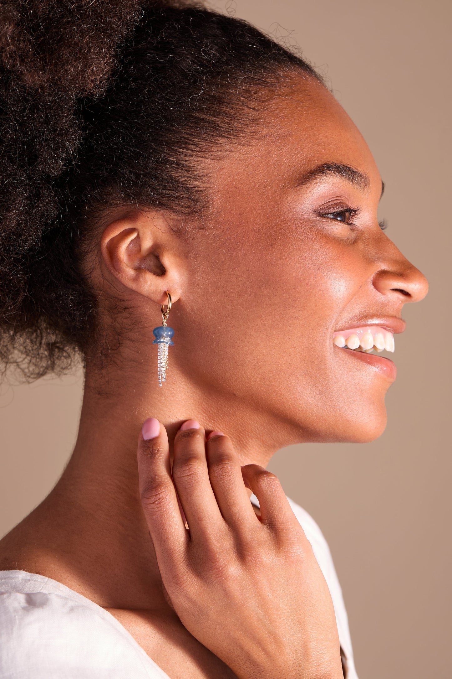 Whimsical Jellyfish Huggie Hoops Two Tone