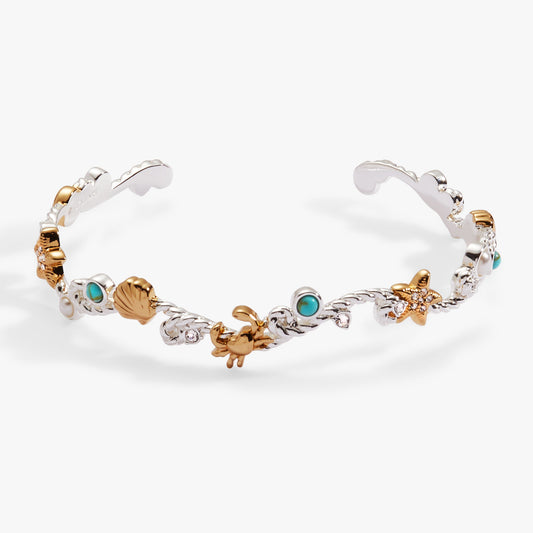 Whimsical Seaside Rope Cuff Two Tone - Stainless Steel