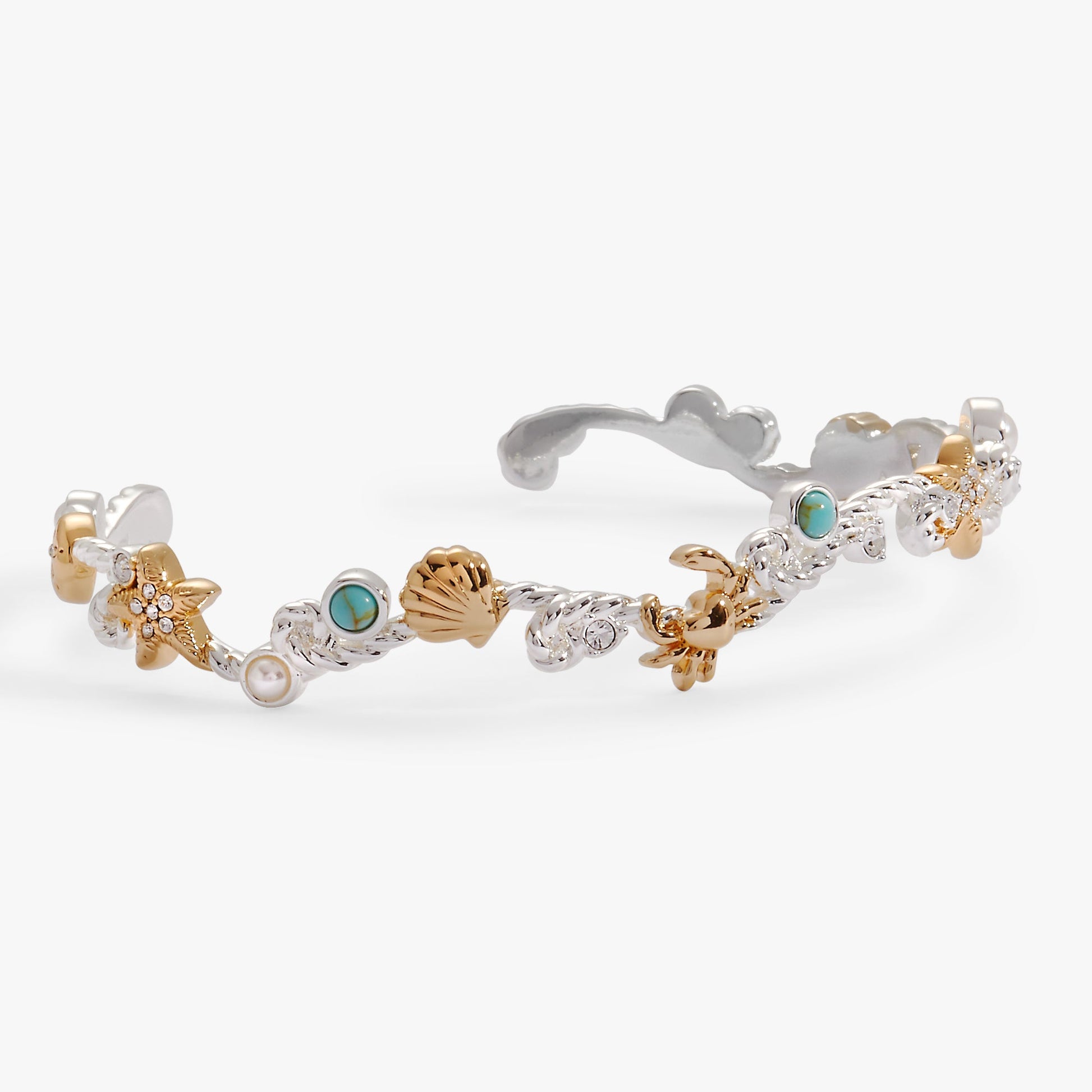Whimsical Seaside Rope Cuff Two Tone - Stainless Steel