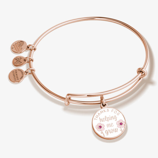 Thanks For Helping Me Grow' Flower Charm Bangle
    
    
    
       Rose Gold