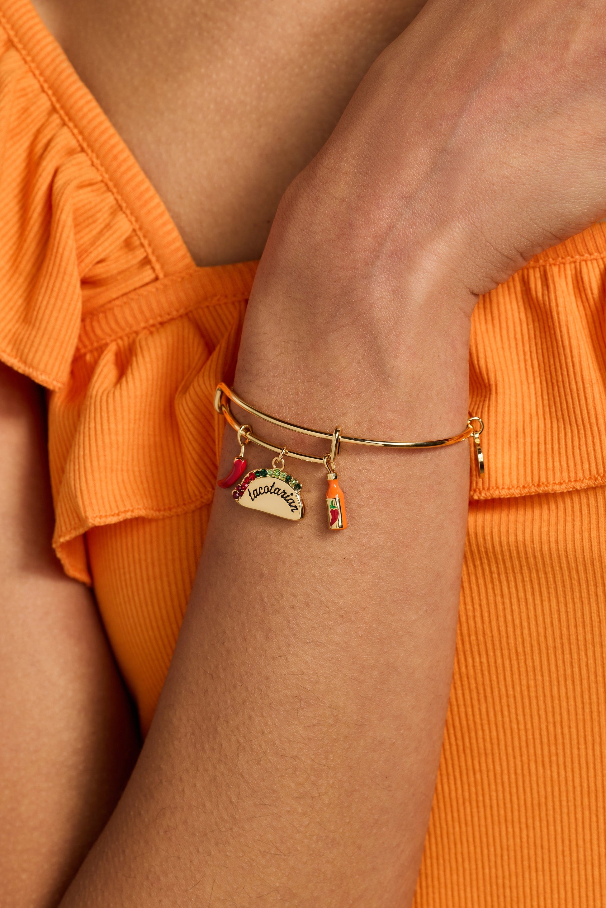 Tacotarian' Multi Charm Bangle
    
    
    
       Gold