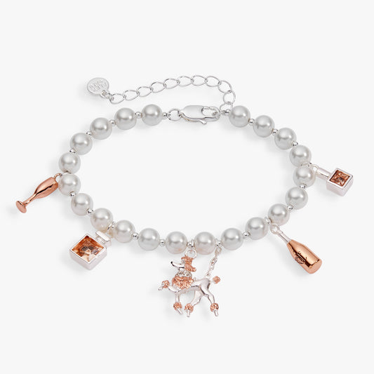 Posh Poodle Pearl Charm Bracelet Two Tone