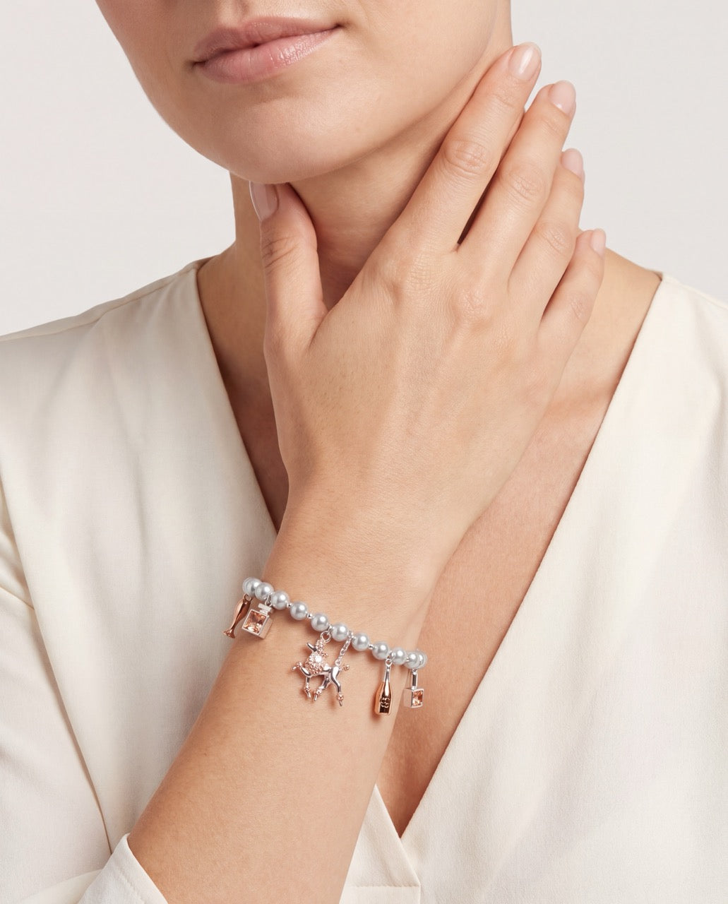 Posh Poodle Pearl Charm Bracelet Two Tone