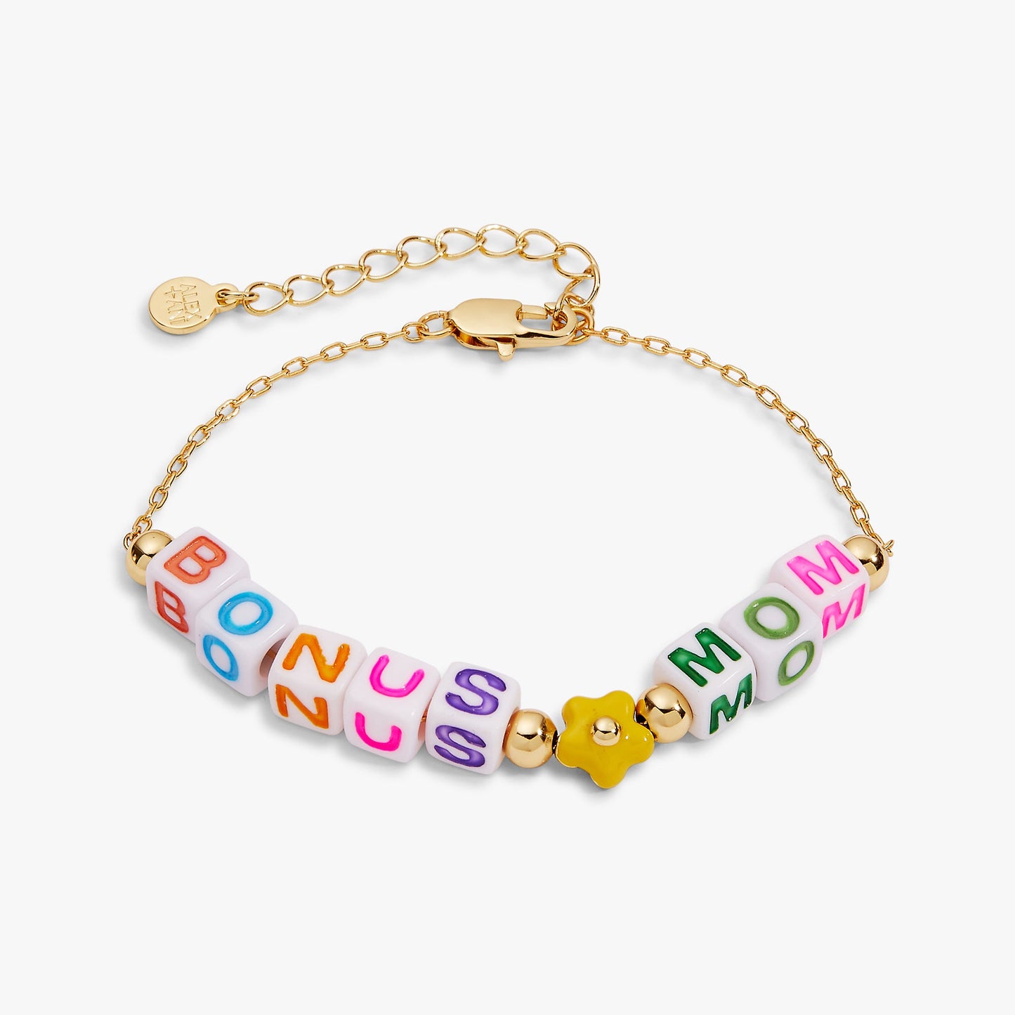 Bonus Mom' Alphabet Bead Linear Bracelet
    
    
    
       Gold
