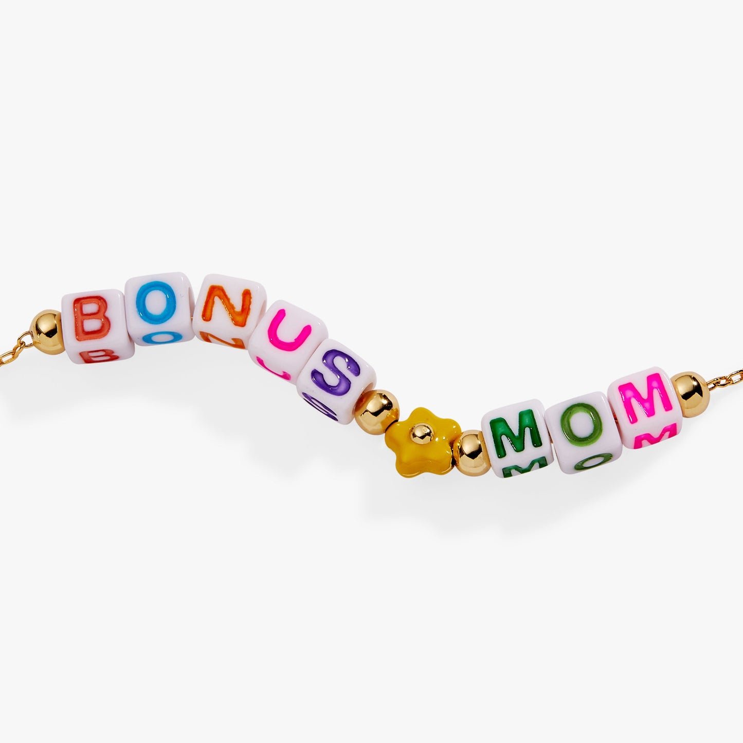 Bonus Mom' Alphabet Bead Linear Bracelet
    
    
    
       Gold