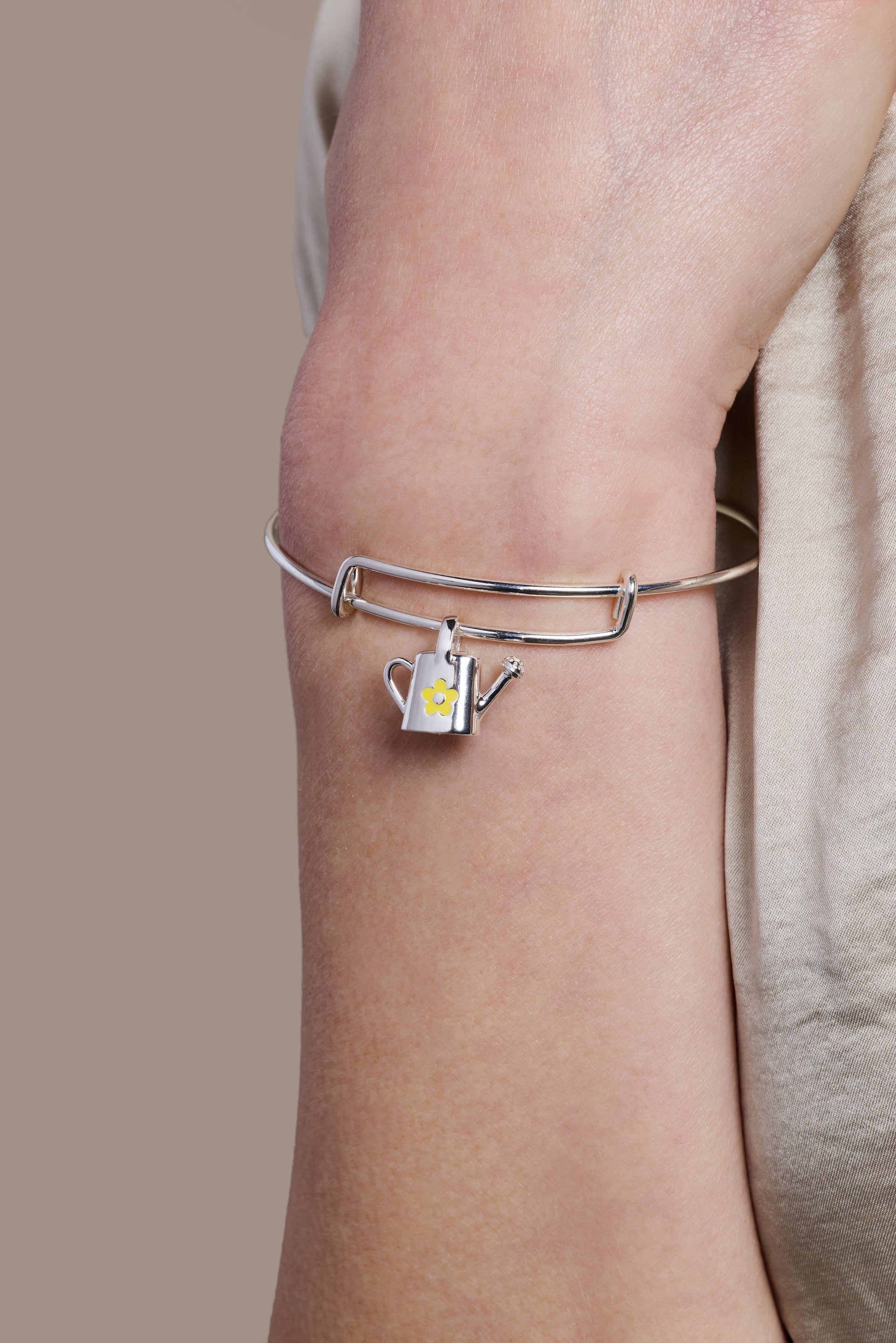 Watering Can Charm Bangle Silver