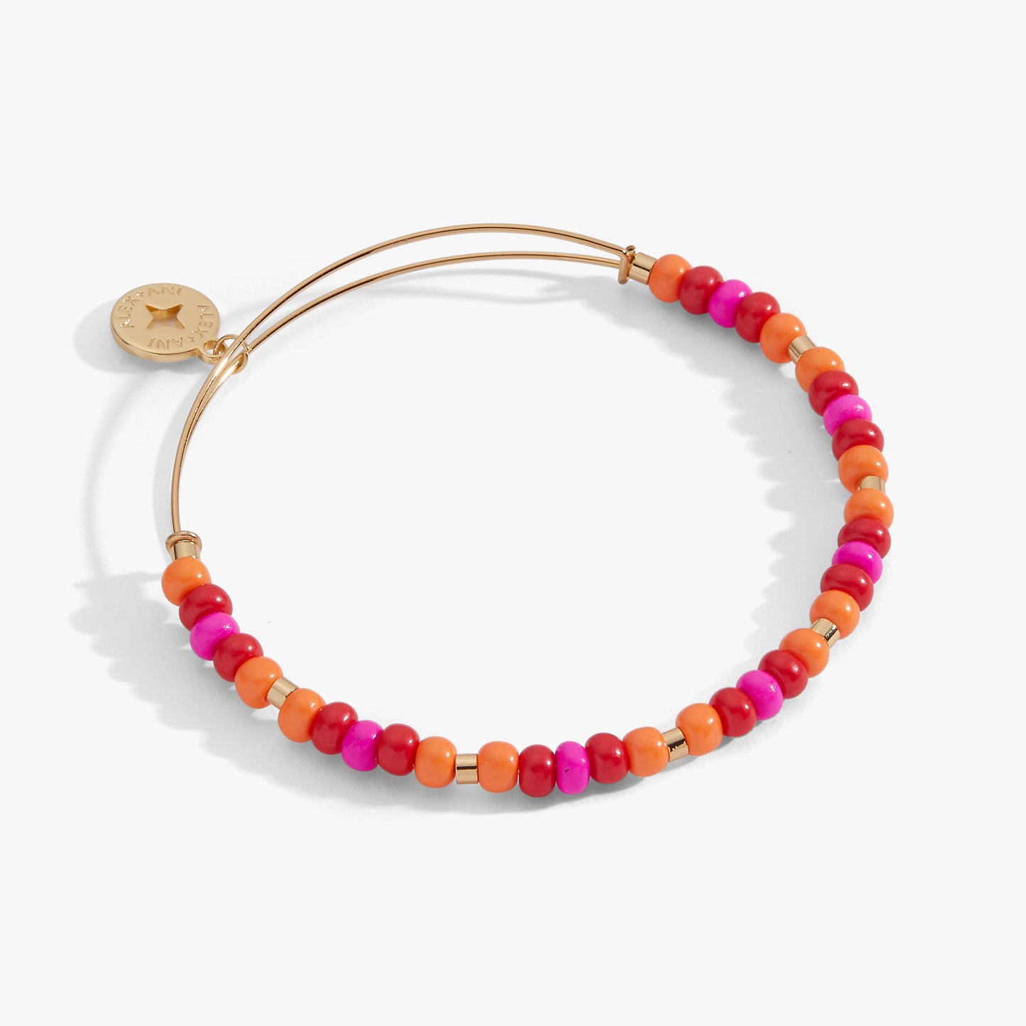Summer Hues Beaded Charm Bangle Gold