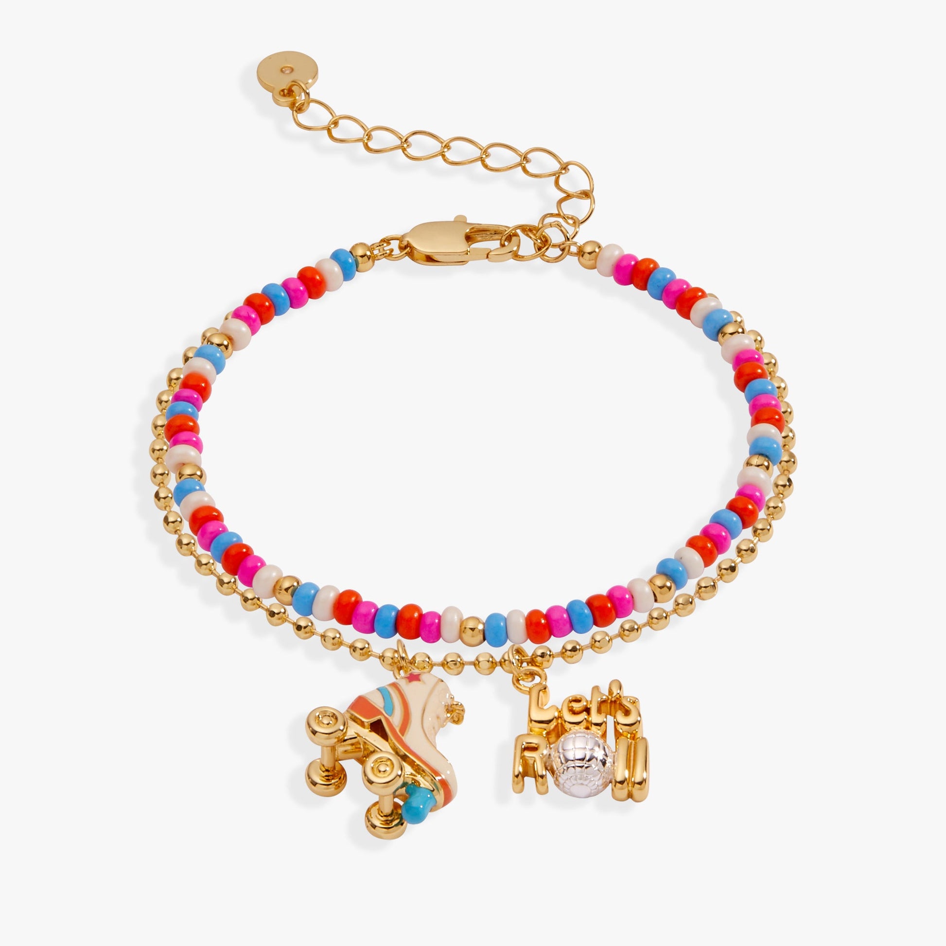 70s Roller Skate Double Strand Bracelet Gold