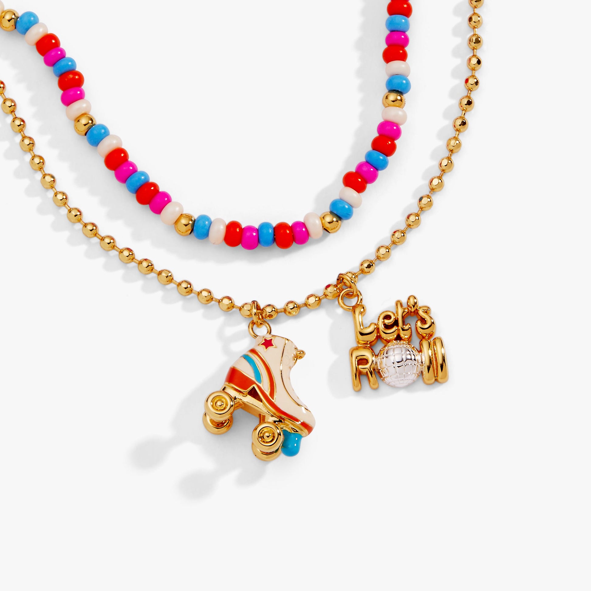70s Roller Skate Double Strand Bracelet Gold