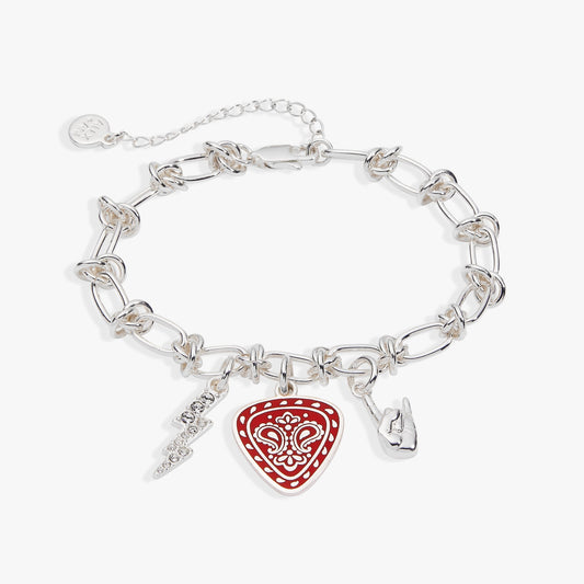 80's Rock Star Charm Chain Bracelet Silver