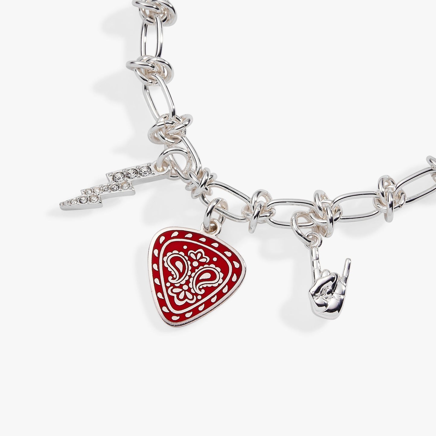 80's Rock Star Charm Chain Bracelet Silver