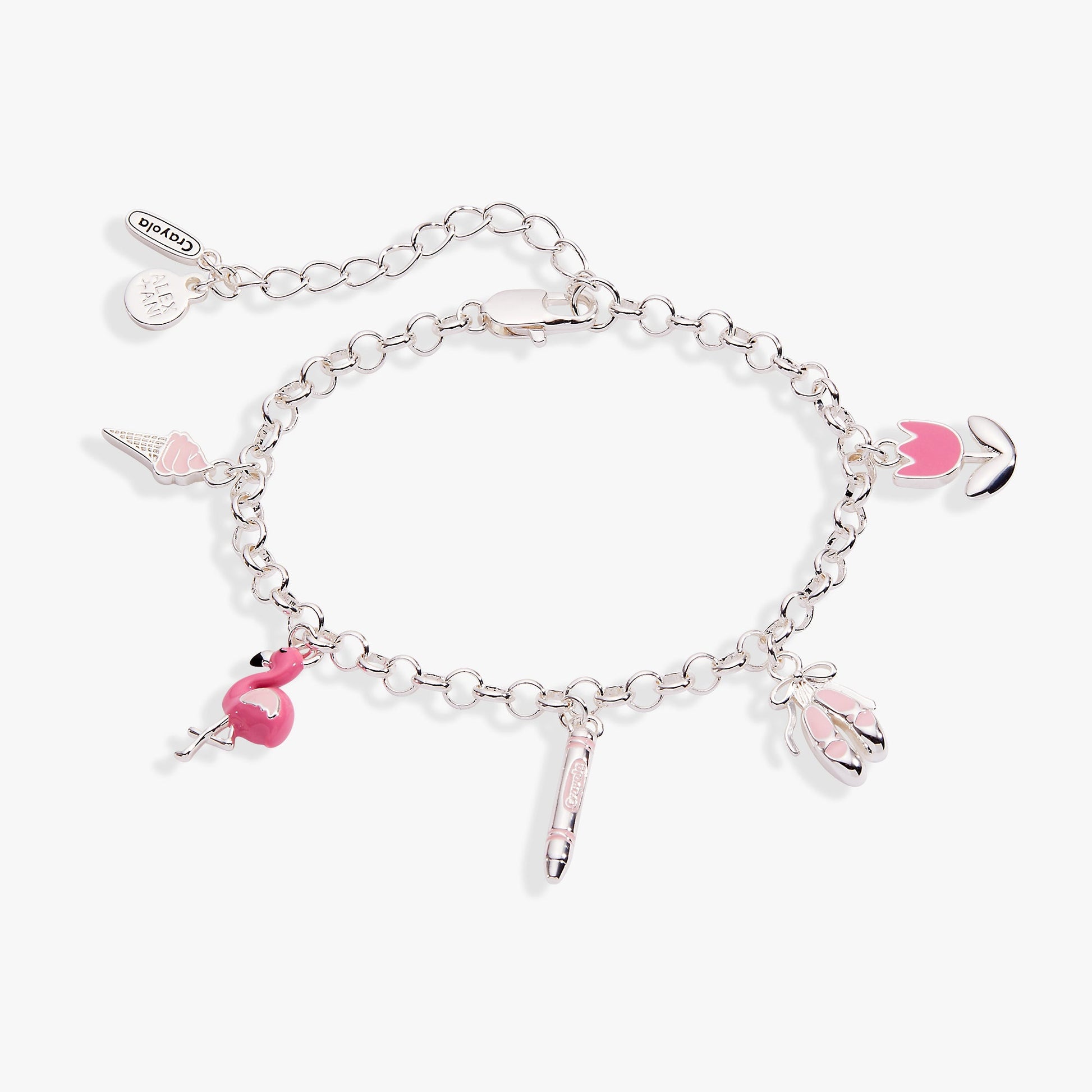 Crayola Tickle Me Pink Charm Bracelet Silver