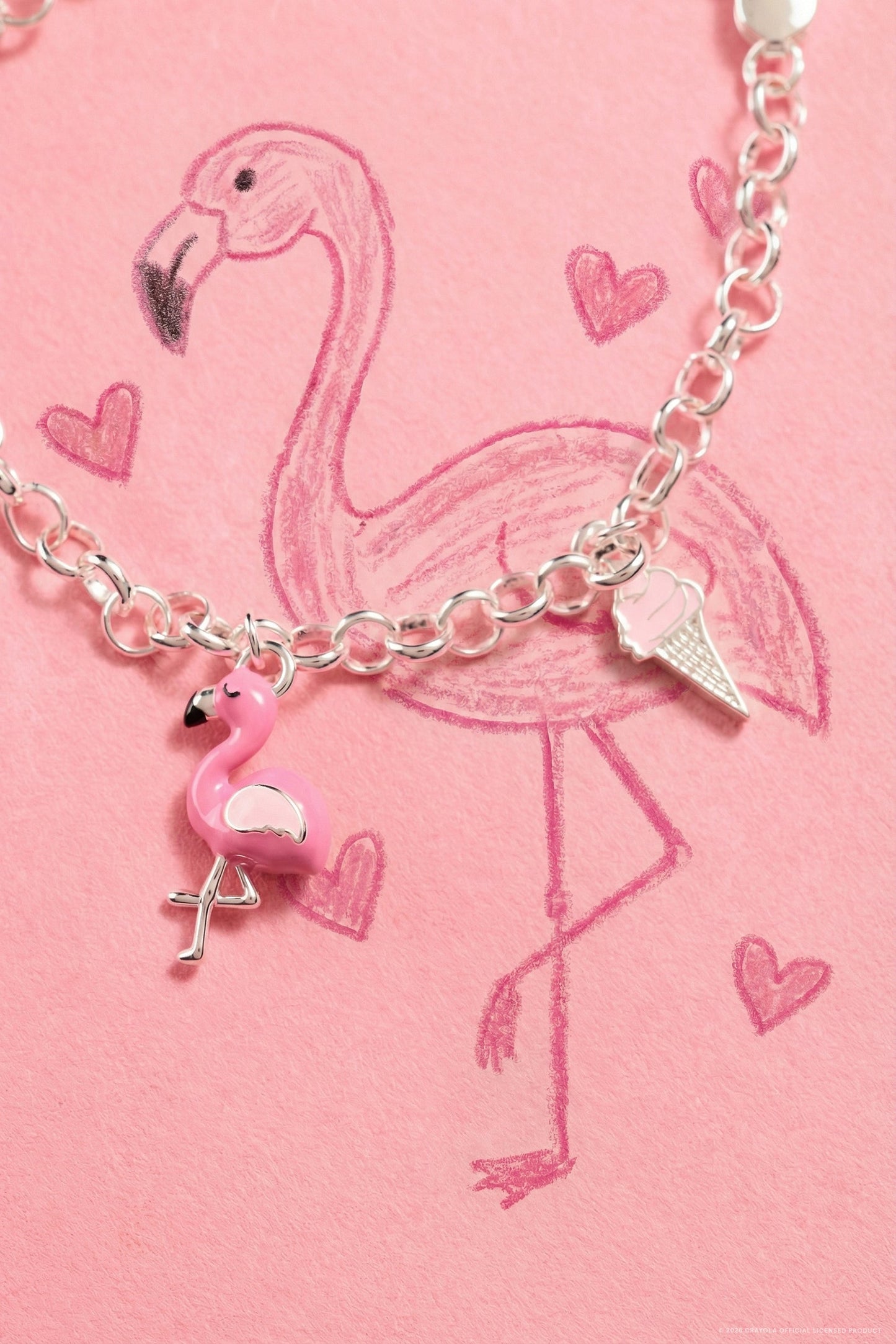 Crayola Tickle Me Pink Charm Bracelet Silver