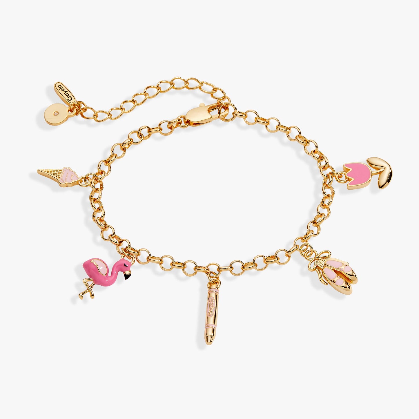 Crayola Tickle Me Pink Charm Bracelet Silver