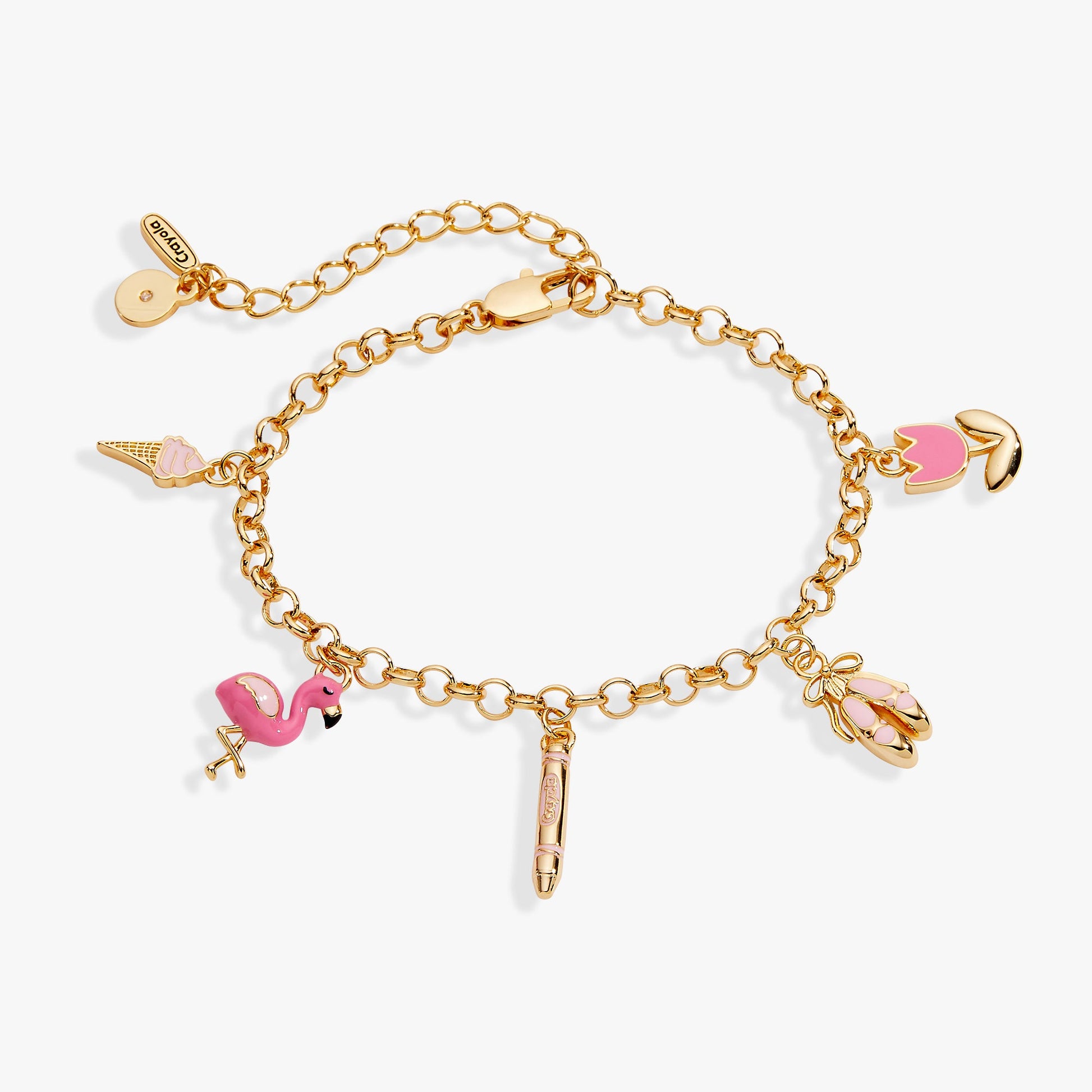 Crayola Tickle Me Pink Charm Bracelet Silver