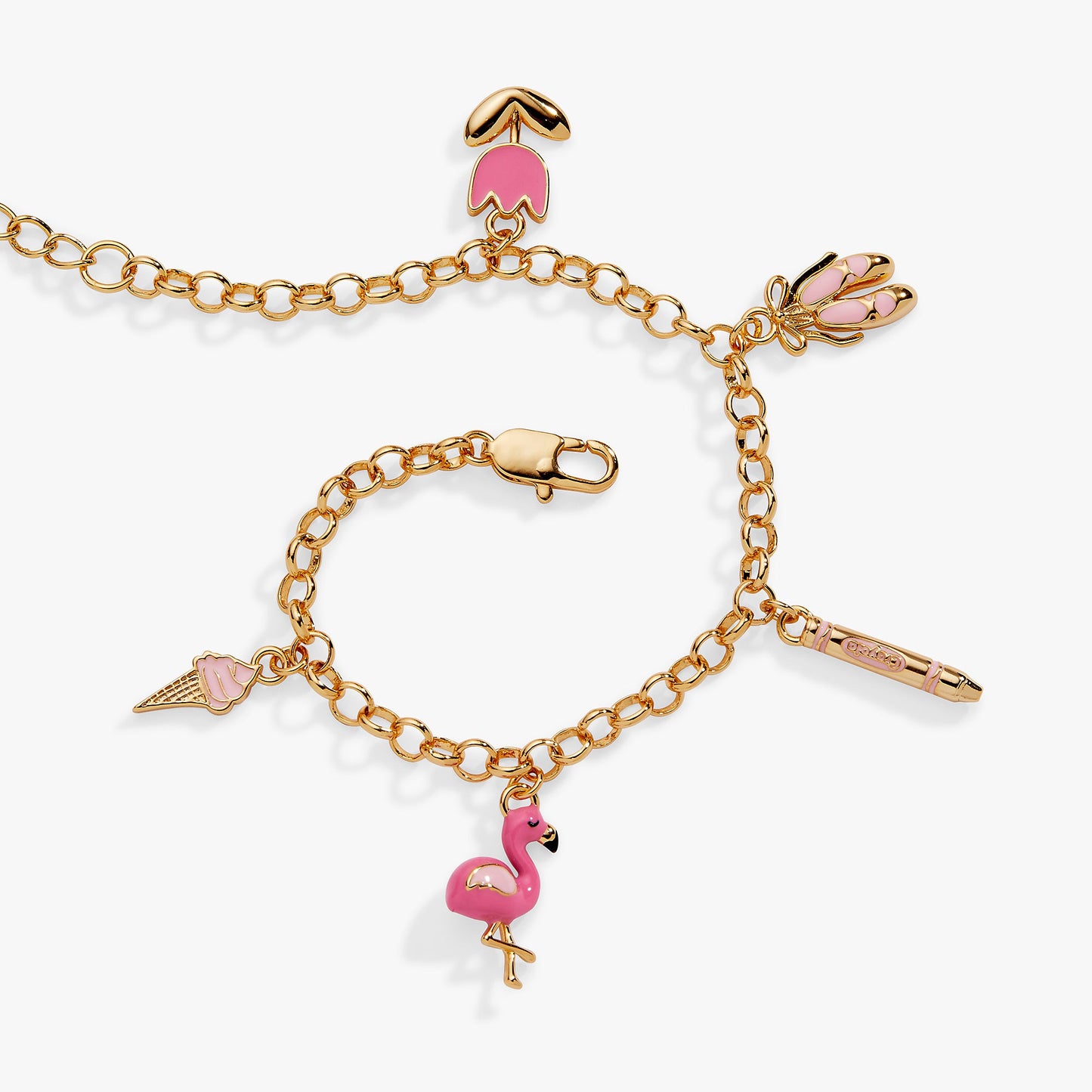 Crayola Tickle Me Pink Charm Bracelet Silver