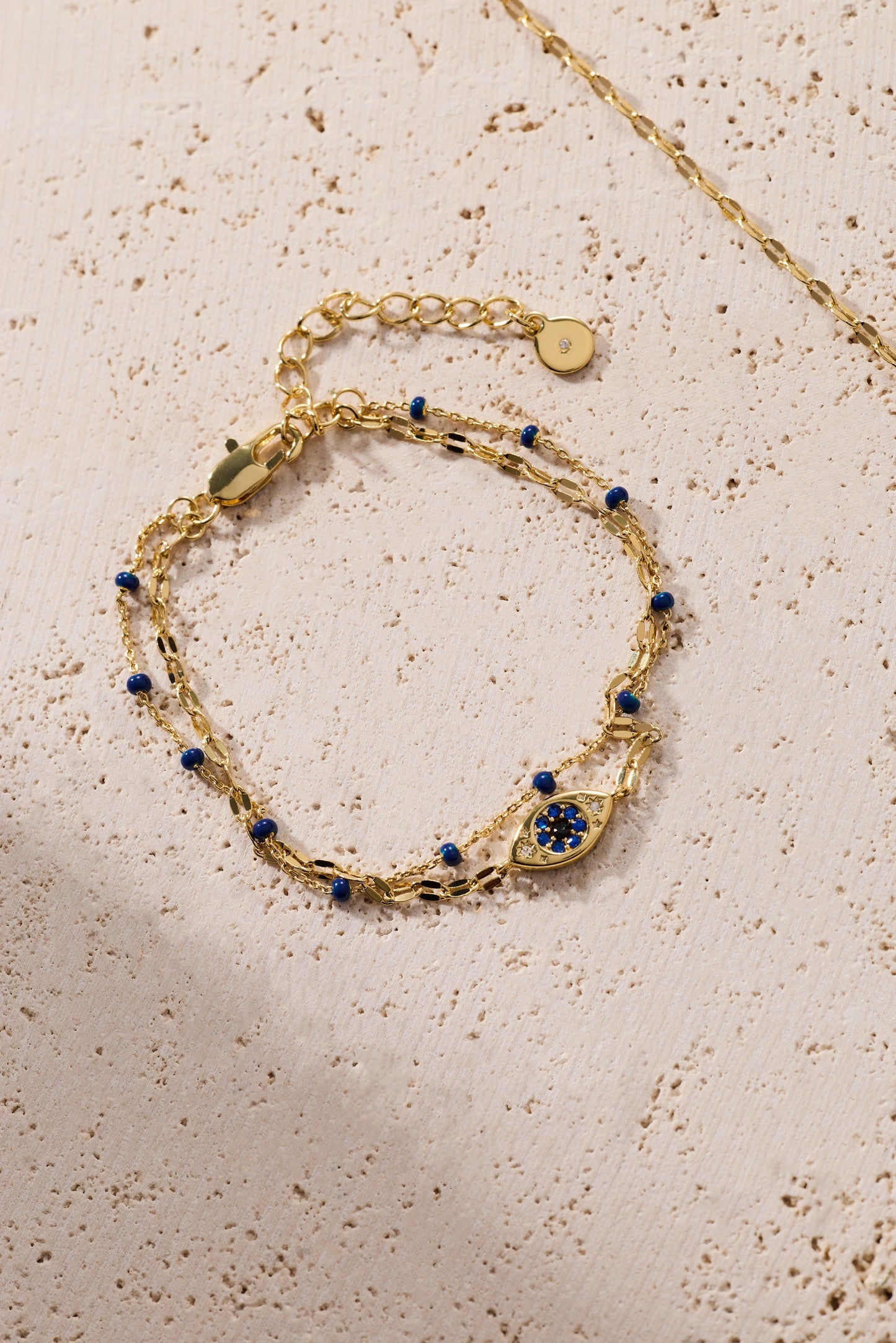 Festival Double Strand Evil Eye Bracelet Gold