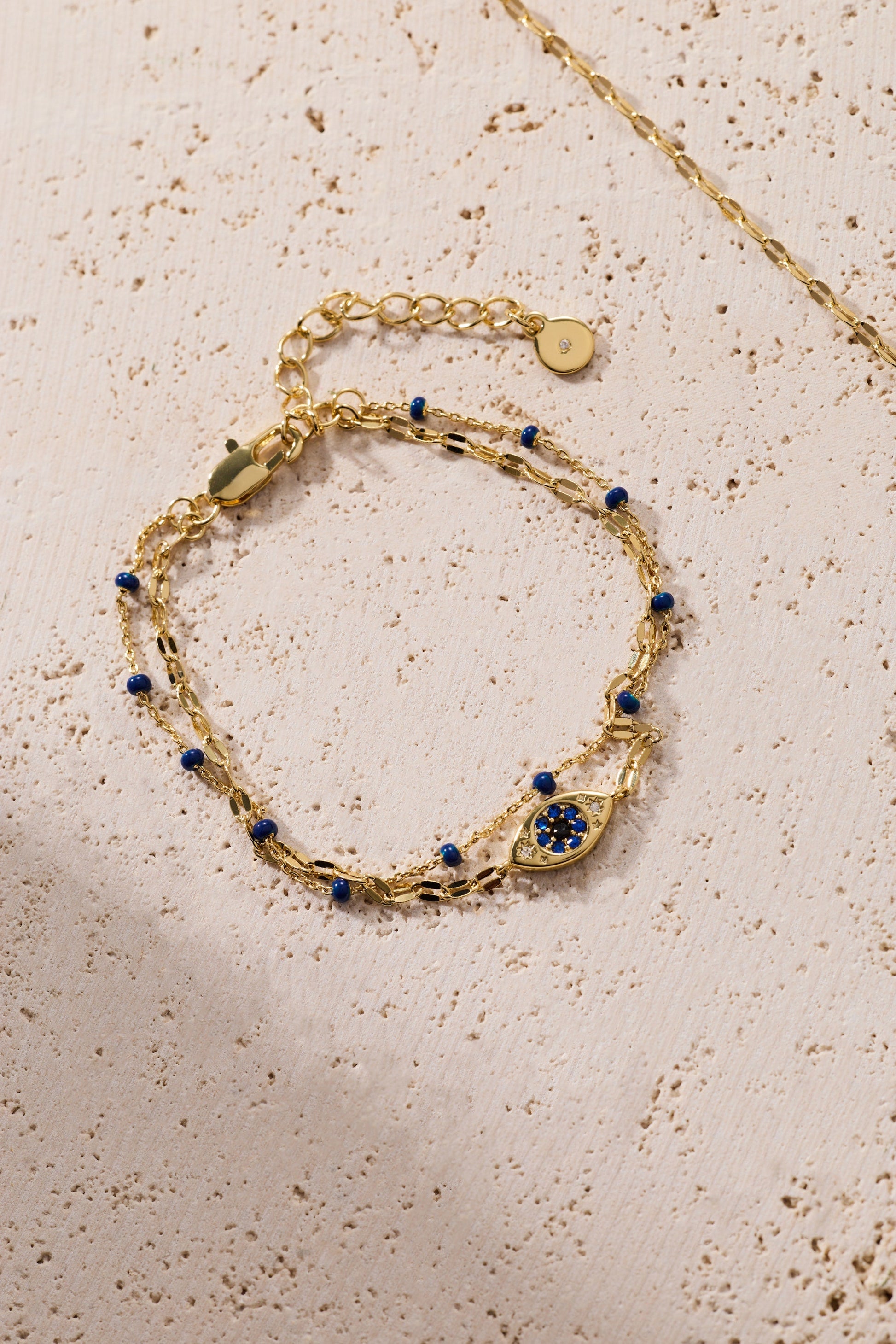 Festival Double Strand Evil Eye Bracelet Gold