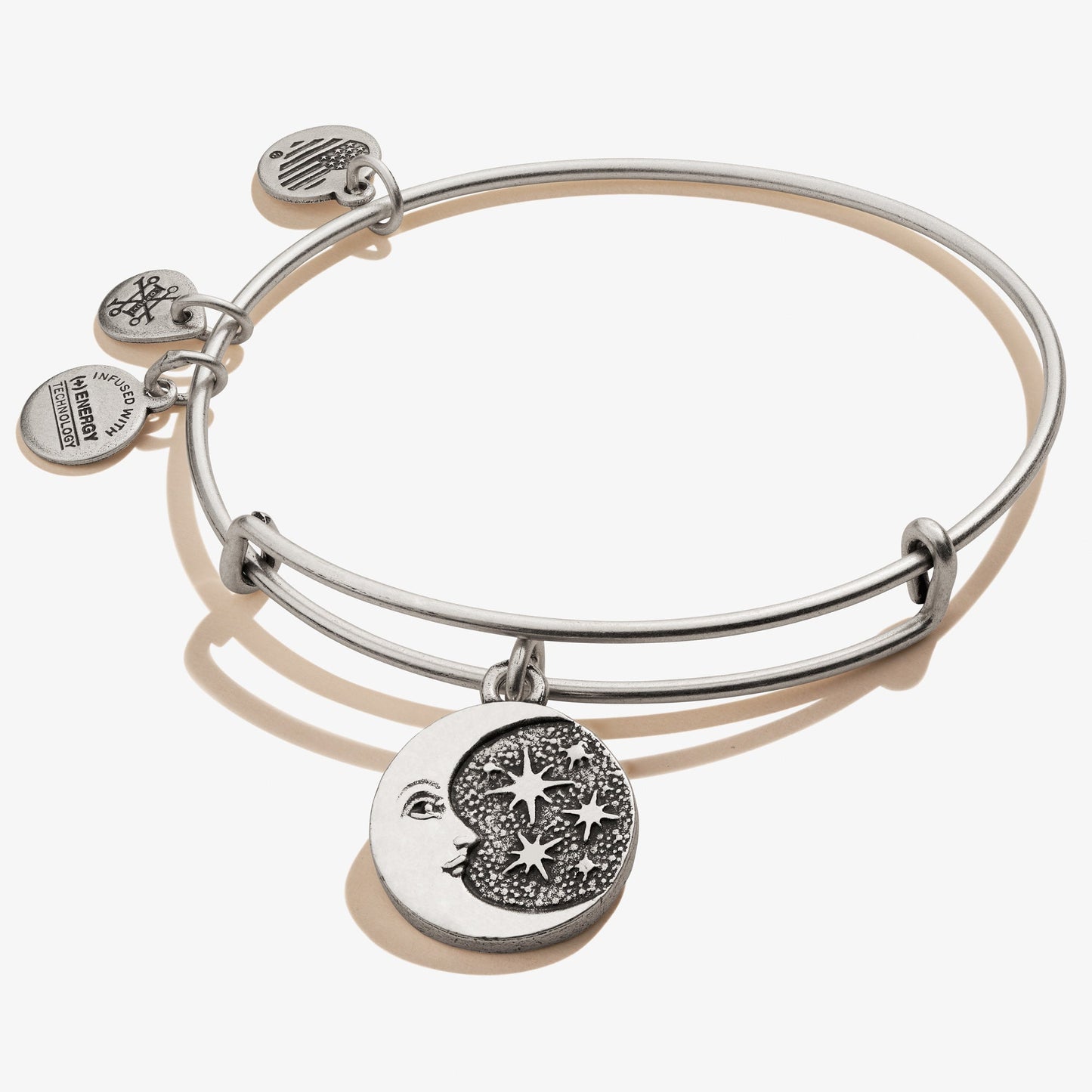 Moon + Star Charm Bangle Bracelet - Alex and Ani Rafaelian Silver