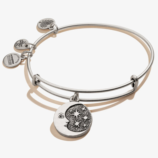 Moon + Star Charm Bangle Bracelet - Alex and Ani Rafaelian Silver