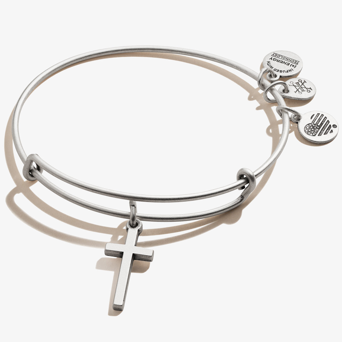 Cross Charm Bangle Bracelet - Alex and Ani Rafaelian Silver