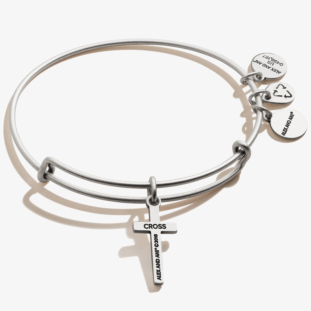 Cross Charm Bangle Bracelet - Alex and Ani Rafaelian Silver