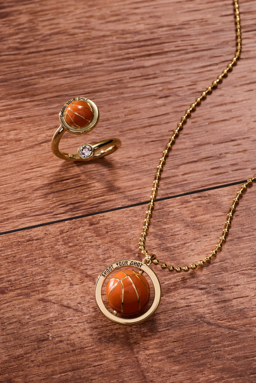 Basketball Spinner Pendant Gold