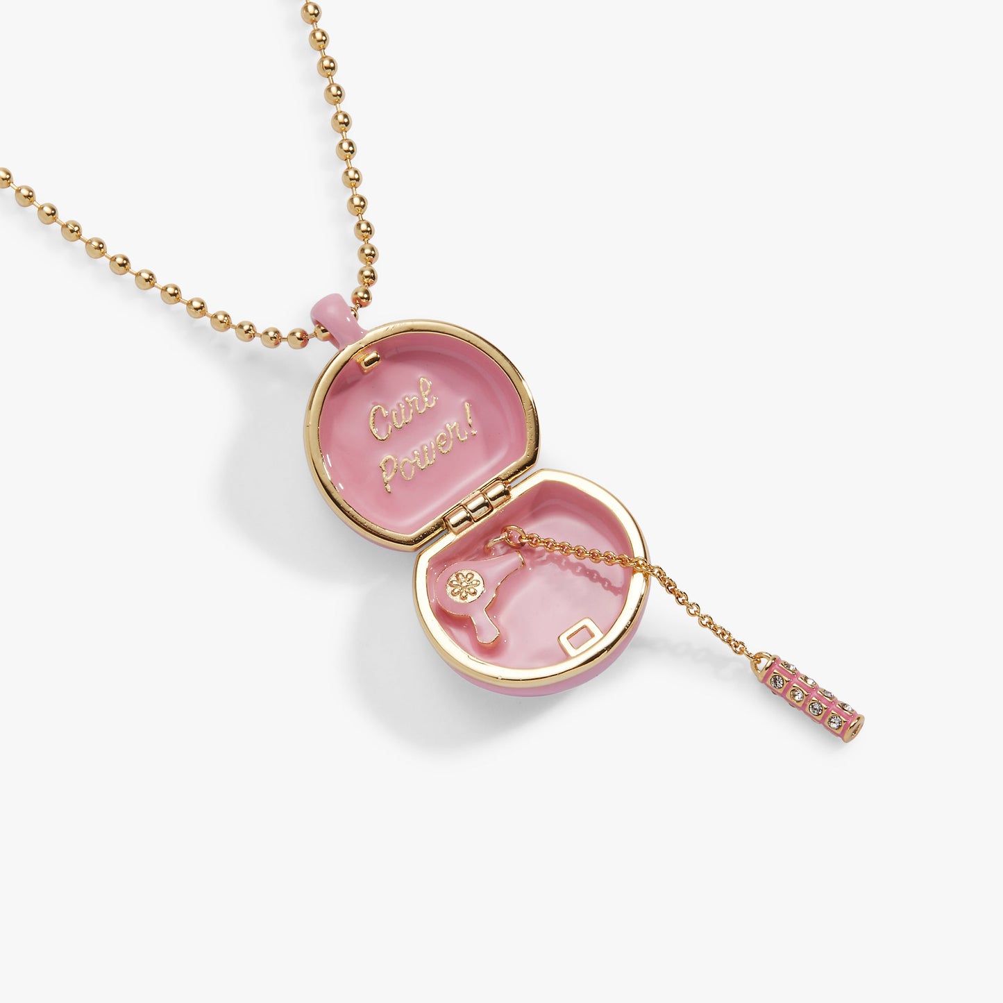 60s Hair Dryer Locket Pendant Gold